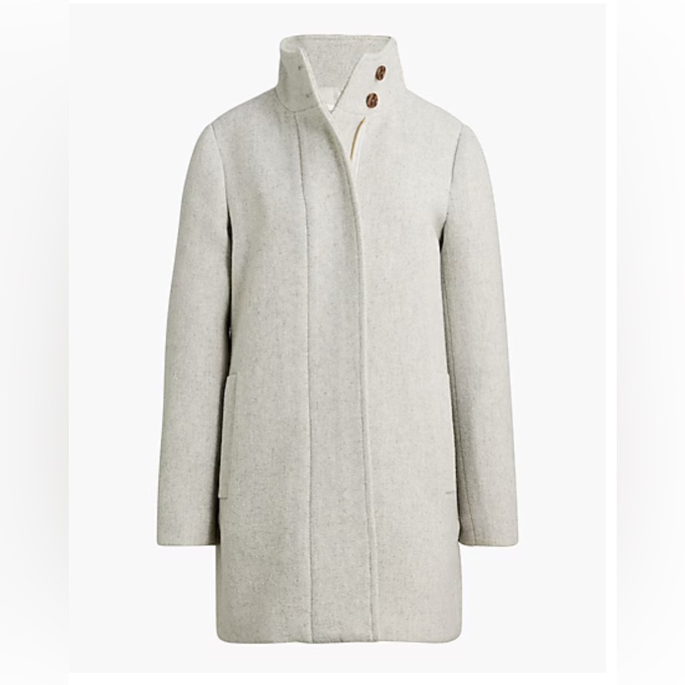 NWT J. Crew Wool Blend City Coat with Button Neck in Heather Dusk